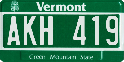 VT license plate AKH419