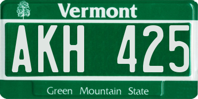 VT license plate AKH425