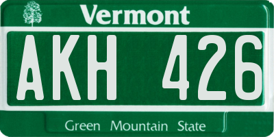 VT license plate AKH426