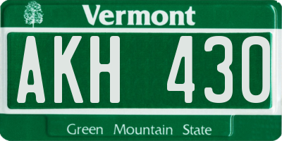 VT license plate AKH430