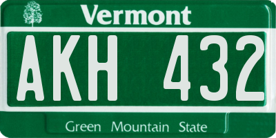 VT license plate AKH432