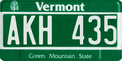 VT license plate AKH435