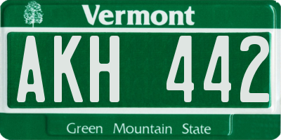 VT license plate AKH442