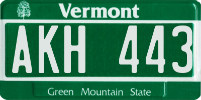 VT license plate AKH443