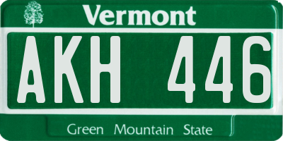 VT license plate AKH446