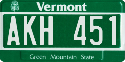 VT license plate AKH451
