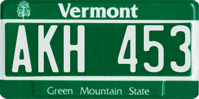 VT license plate AKH453