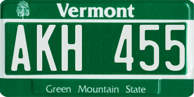 VT license plate AKH455