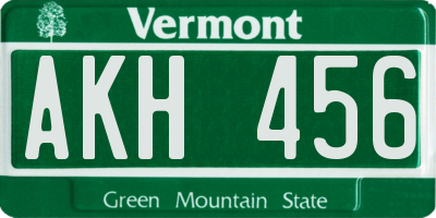 VT license plate AKH456