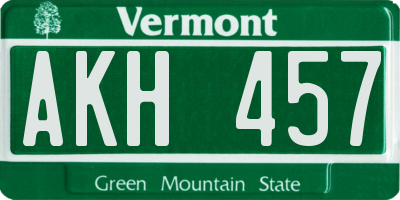 VT license plate AKH457