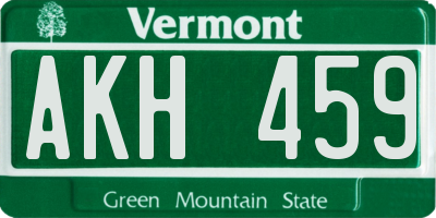 VT license plate AKH459