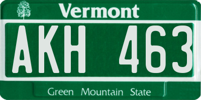 VT license plate AKH463