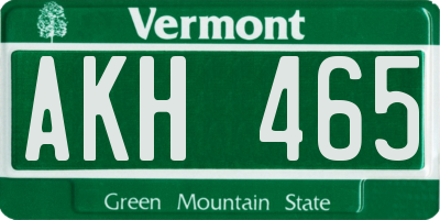 VT license plate AKH465