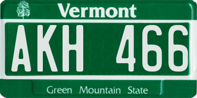 VT license plate AKH466