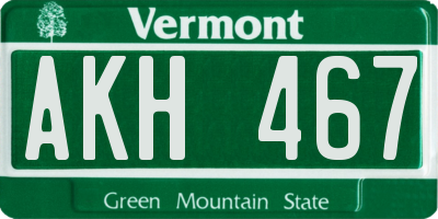 VT license plate AKH467