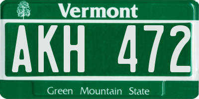 VT license plate AKH472