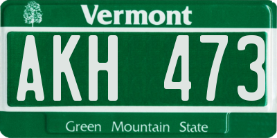 VT license plate AKH473