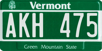 VT license plate AKH475