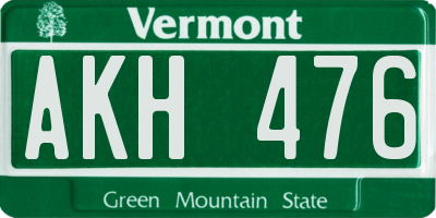 VT license plate AKH476