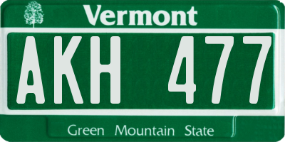 VT license plate AKH477