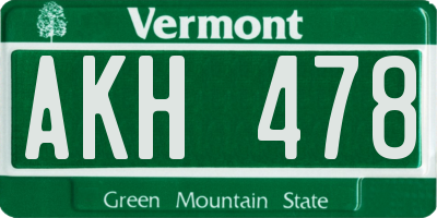 VT license plate AKH478
