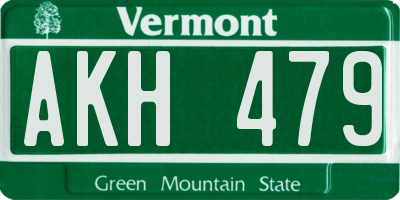 VT license plate AKH479
