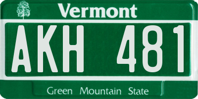 VT license plate AKH481