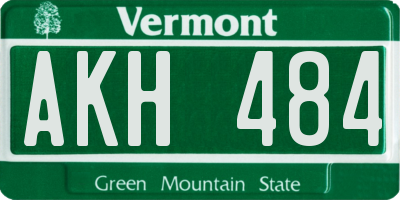 VT license plate AKH484
