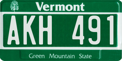 VT license plate AKH491