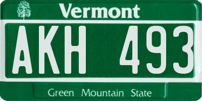 VT license plate AKH493