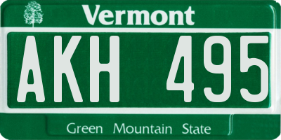 VT license plate AKH495
