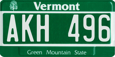 VT license plate AKH496