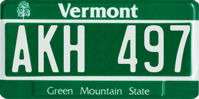 VT license plate AKH497