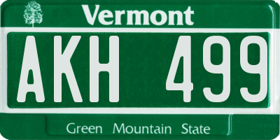 VT license plate AKH499