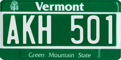 VT license plate AKH501