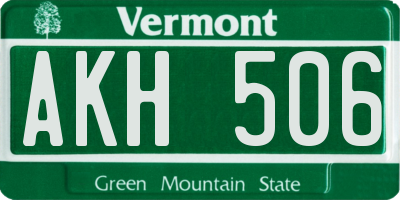 VT license plate AKH506