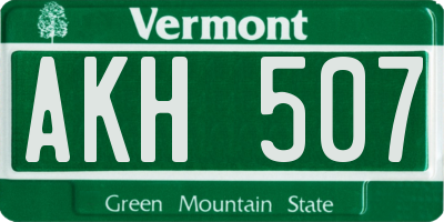 VT license plate AKH507