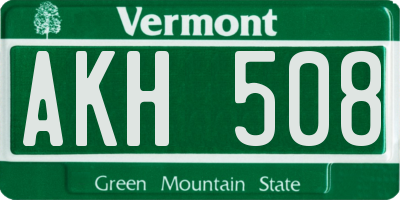 VT license plate AKH508