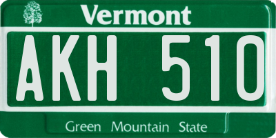VT license plate AKH510