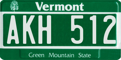 VT license plate AKH512
