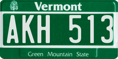 VT license plate AKH513