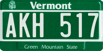 VT license plate AKH517