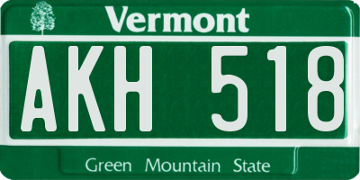 VT license plate AKH518