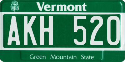 VT license plate AKH520