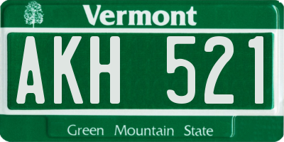 VT license plate AKH521