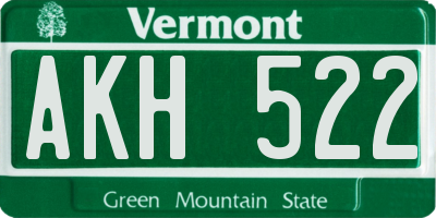 VT license plate AKH522