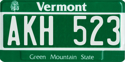 VT license plate AKH523