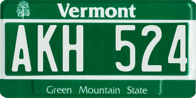 VT license plate AKH524