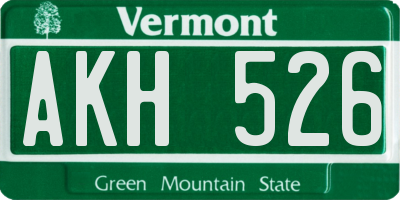 VT license plate AKH526
