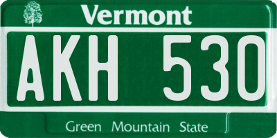VT license plate AKH530